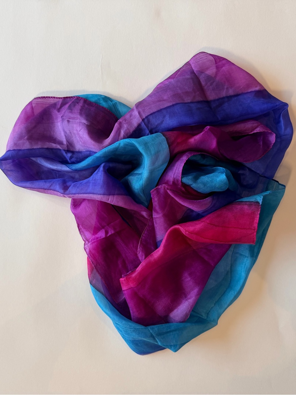 Vintage 100% Pure Silk Colour Block Scarf